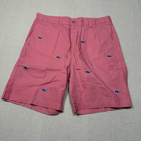 Vineyard Vines Breaker Shorts Mens 32 Pink Whale Chino Preppy Summer 9” Inseam - Picture 1 of 6